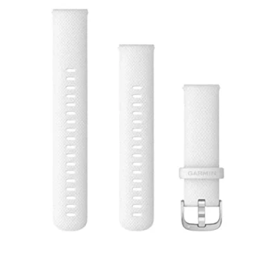Abbildung von Garmin Quick Release Band (18 mm) Weißes Silikon mit silberfarbener Hardware
