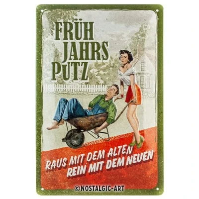 Abbildung von Nostalgic Art Retro Blechschild, 20 x 30 cm, Frühjahrsputz Geschenk Idee für Garten Freunde, aus Metall, Vintage Design mit Spruch