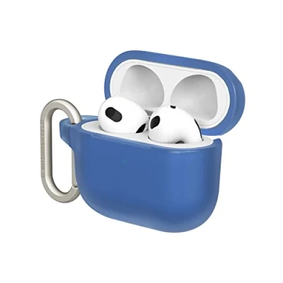 Abbildung von RhinoShield AirPods Case mit Karabiner kompatibel Apple [Airpods 3] Fallschutz in Militärqualität, Kratzfest, kabelloses Aufladen [Kobaltblau, Standard Set]