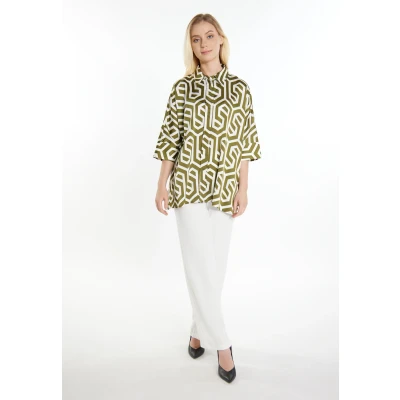 Abbildung von DREIMASTER klassik Women&#039;s Shirt Blouse XL / Off White Olive 100% Polyester