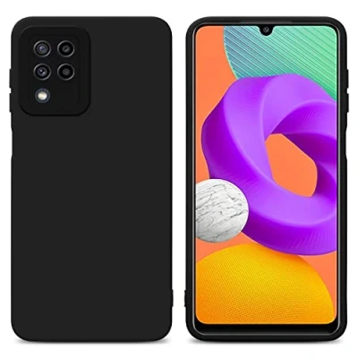 Abbildung von Cadorabo Hülle kompatibel mit Samsung Galaxy M22 M32 4G Schutzhülle TPU Silikon Case Liquid Design Kameraschutz Slim Kratzfest Gummi Rundumschutz für in Schwarz