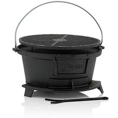 Abbildung von BBQ Toro Holzkohlegrill Gusseisen Grilltopf mit Grillrost, 32 x 33 18 cm, Hibachi Style
