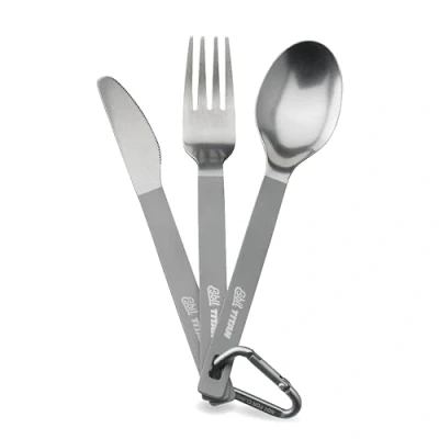 Abbildung von Esbit Titan Besteck Set hochwertiges Camping mit Gabel, Messer und Löffel ultraleichtes Besteckset Nylontasche
