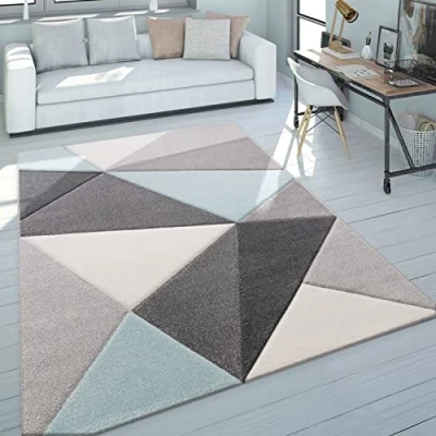 Abbildung von Paco Home Teppich &quot;Lara 237&quot;, rechteckig, Kurzflor, modernes geometrisches Design, mit Konturenschnitt