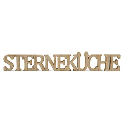 Abbildung von levandeo Buchstaben Sterneküche B x H T: 59x8x2,5cm Holz Natur Braun Schriftzug Deko Shabby Chic Vintage