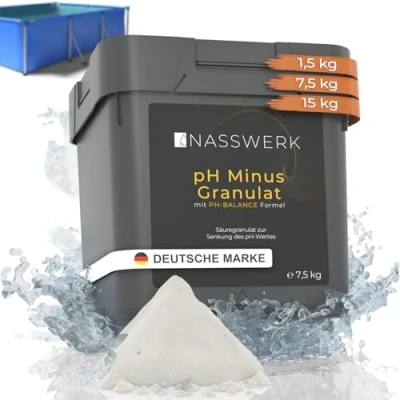 Abbildung von NASSWERK® pH Minus Granulat 7,5kg Organisches Senker Pool zur Wert Regulierung &amp; Whirlpool hocheffektiv Pulver Korrektur