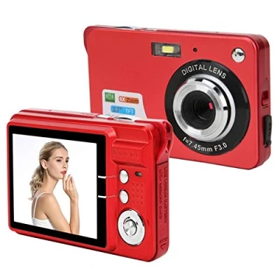 Abbildung von Digitalkamera, 2,7 Zoll Kompaktkamera 5MP Taschenkamera Digitalkamera mit 8 fachem Zoom, Unterstützt 32 GB SD,Integriertes Mikrofon, Automatische Fokussierung,Tragbare Minikameras für Student(rot)