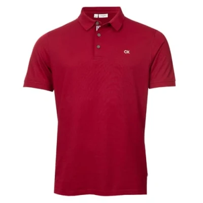 Abbildung von Calvin Klein Herren Campus 3 Knopf Kragen Polo Hemd Burgunder Sport L