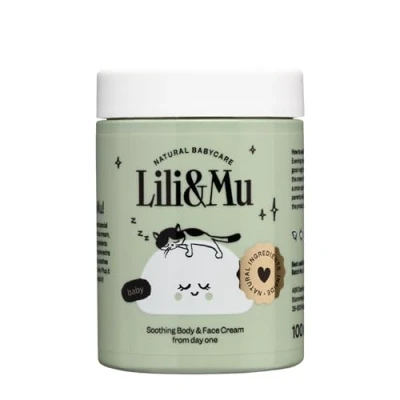 Abbildung von Lili&amp;Mu Baby Feuchtigkeitscreme für Gesicht und Körper 100 ml Gesichtscreme mit Shea Butter Ringelblumenblüten Extrakt, Creme empfindliche trockene Babyhaut Naturkosmetik Pflegelotion Kinder