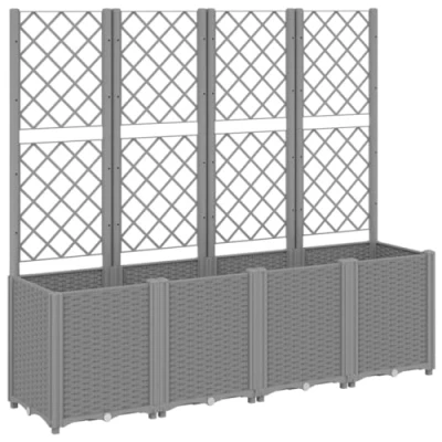 Abbildung von vidaXL Blumentopf Pflanzkübel mit Rankgitter Hellgrau 160x40x140 cm PP (1 St)