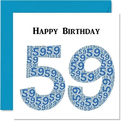 Abbildung von lustige Geburtstagskarte zum 59. Geburtstag für Männer Shapecloud Happy Birthday Karte Vater, Mutter, Großvater, Nanny, Oma, Onkel, Tante, Cousin, Freund, 145 mm x Grußkarten,