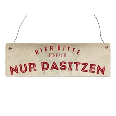 Abbildung von Interluxe Holzschild Shabby Hier Bitte EINFACH NUR DASITZEN Büro Wartezimmer Hinweis