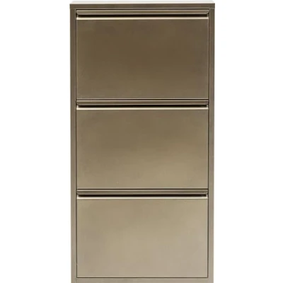 Abbildung von Kare Design Schuhschrank Caruso Bronze, Metall, mit 3 Klappen, Schuhablage für 6 Paar Schuhe, schmal, platzsparend, hoch, Schuhregal, Eingangsbereich, 103x50x14 cm (H/B/T)