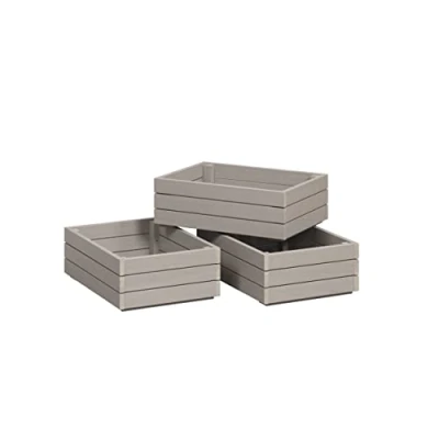 Abbildung von INTER FURN Schublade &quot;Arona Holzkisten&quot;, (3 St.), 3er Set Massivholzkisten, Kiefer, Grau Wachs, B/H/T: 45 / 15 32 cm