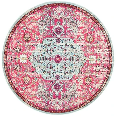 Abbildung von SAFAVIEH Boho Teppich für Wohnzimmer, Esszimmer, Schlafzimmer Madison Collection, Kurzer Flor, Fuchsia und Blaugrün, 122 X cm
