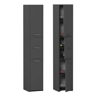 Abbildung von Home Collective Badezimmerschrank, Badschrank, Badregal 3 Türen Funktional &amp; langlebig 30x30x170 cm (BxTxH) Anthrazit