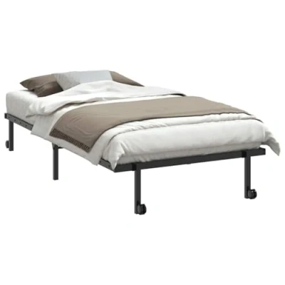 Abbildung von vidaXL Bettgestell ohne Matratze klappbar Schwarz 107x203 cm Stahl, Bettrahmen, Bett, Bettrahmen klappbar, Metallbett,