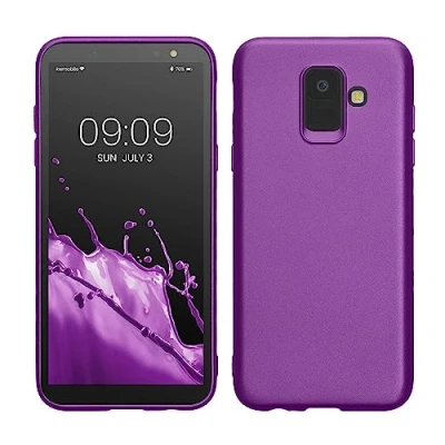 Abbildung von kwmobile Case kompatibel mit Samsung Galaxy A6 (2018) Hülle Schutzhülle aus Silikon metallisch schimmernd Handyhülle Metallic Violett