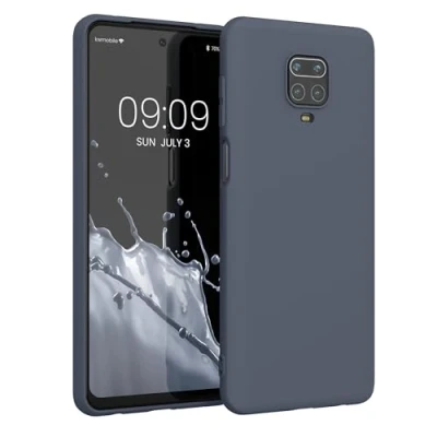 Abbildung von kwmobile Hülle kompatibel mit Xiaomi Redmi Note 9S / 9 Pro Max weiches TPU Silikon Case Cover geeignet für kabelloses Laden Blaugrau