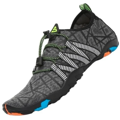 Abbildung von SAGUARO Badeschuhe Damen Herren Wasserschuhe Schwimmschuhe Schnelltrocken Aquaschuhe Strandschuhe Leicht Neoprenschuhe Surfschuhe rutschfeste Tauchschuhe Wassersportschuhe Schwarz Grün Gr.43 EU