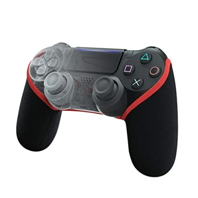 Abbildung von SMART GRIP Controller Hülle kompatibel zu PS4 Das ultimative Anti Sweat und Rutsch Upgrade, Waschbar (Schwarz/Rot)