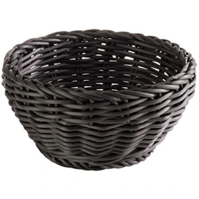 Abbildung von APS Korb rund „Profi Line“, schwarzer Flechtkorb/Brotkorb, Körbchen aus Polypropylen, Ø 16 cm, Höhe 8 cm