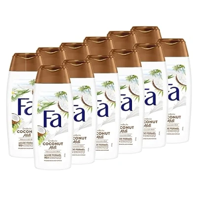 Abbildung von Fa Pflegendes Duschgel Coconut Milk mit natürlichem Kokosnuss Extrakt und dem exotisch pflegenden Duft von Kokosnussmilch, 12x 250 ml