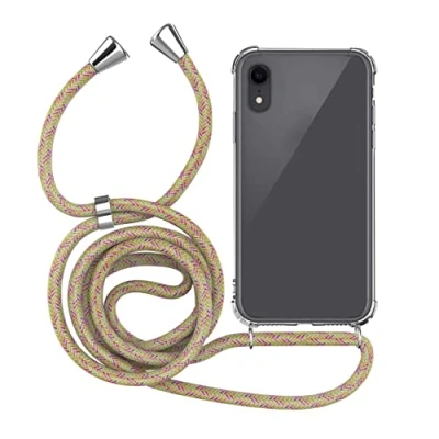 Abbildung von MyGadget Handykette für iPhone XR [ TPU Hülle mit verstellbaren Band ] Handyhülle Handyband zum Umhängen Kordel Case Schutzhülle Muster Bunt