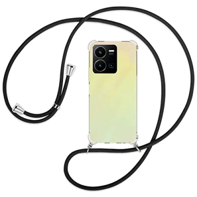 Abbildung von mtb more energy® Handykette kompatibel mit vivo Y35, Y22s schwarz Smartphone Hülle zum Umhängen Anti Shock Full TPU Case