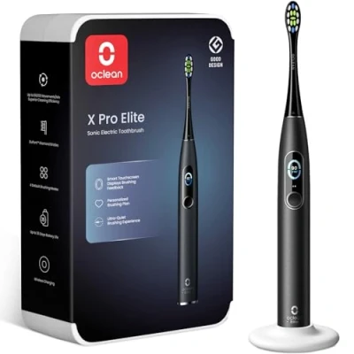 Abbildung von Oclean Schallzahnbürste X Series Pro Elite mit 8 Bereichsverfolgung, Elektrische Zahnbürste 4 Putzmodi, Sonic Electric Toothbrush Leiser Motor, 35 Tage Akkulaufzeit &amp; Kabelloses Laden, Schwarz