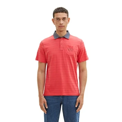 Abbildung von TOM TAILOR Herren 1038533 Poloshirt mit Brusttasche, 31045 Soft Berry Red, M
