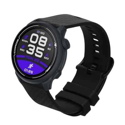 Abbildung von kwmobile Ersatzarmband kompatibel mit COROS PACE 2 / APEX (42mm) Armband Fitnesstracker Band aus Silikon Carbon Print für Smartwatch Schwarz
