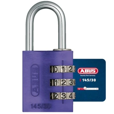 Abbildung von ABUS Zahlenschloss 145/30 Lila Kofferschloss, Spindschloss u. v. m. Aluminium Vorhängeschloss individuell einstellbarer Zahlencode Sicherheitslevel 3