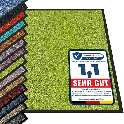 Abbildung von etm Hochwertige Fußmatte schadstoffgeprüft bewährte Eingangsmatte in Gewerbe &amp; Haushalt Schmutzfangmatte mit Top Reinigungswirkung Sauberlaufmatte waschbar rutschfest (120x180 cm, Grün)