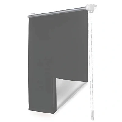 Abbildung von Roomy Thermo Rollo Klemmfix ohne Bohren Verdunkelungsrollo mit Montageschiene Hitzeschutzrollo Sichtschutz Anthrazit, 45 cm x 150 (B L)