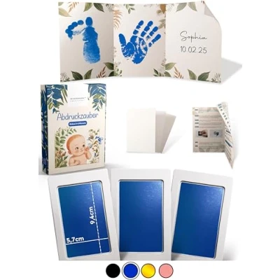 Abbildung von Wunderwerk Abdruckzauber Abdruckset für Babys Blaues Handabdruck Set Baby Zubehör Geschenk zur Geburt Frische Eltern, Neugeborene Jungen und Mütter