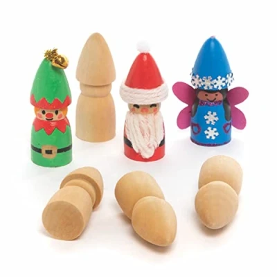 Abbildung von Baker Ross FC225 Weihnachts Elfen aus Holz zum Bemalen 8er Pack, Holzfiguren für Kinder, Holzbasteleien Basteln und Dekorieren, Weihnachtsdekorationen Selbermachen