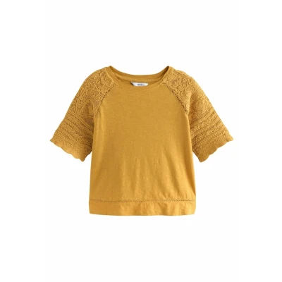 Abbildung von Next Regular FIT Short Sleeve Tshirt print, Damen, Größe: 40, Ochre yellow