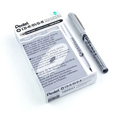 Abbildung von Pentel CD/DVD Permanentmarker, schwarze Tinte, 12 Stück