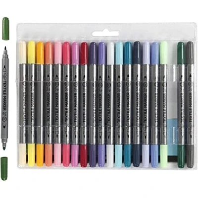 Abbildung von Colortime Doppelspitze Textilstifte Komplettierende Farben, 20 Stück