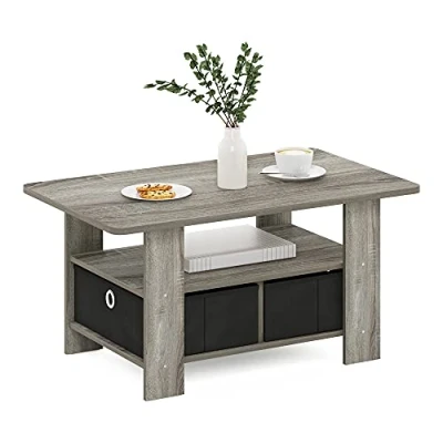 Abbildung von Furinno Andrey Couchtisch mit Schublade, Französische Eiche/Schwarz
