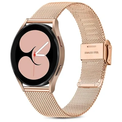 Abbildung von Issinlky Armband für Samsung Galaxy Watch 4 Armband, 20mm Edelstahl Metallband 7/FE/6/5/4 40mm 44mm/6 Classic/4 Classic/Watch 5 Pro/Watch 3 41mm/Active 2/Active 40MM/Galaxy 42mm
