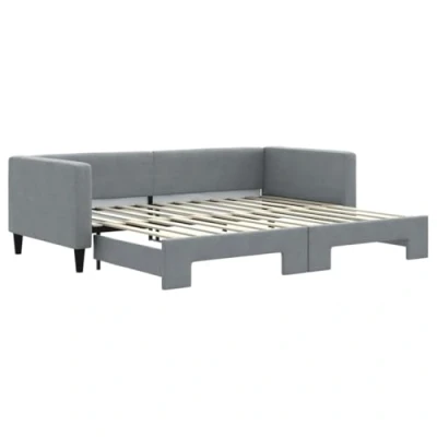 Abbildung von vidaXL Tagesbett, Sofabett Ausziehbar, Gästebett Schlafsofa für Schlafzimmer Wohnzimmer, Ausziehbett Sofa Bettsofa, Hellgrau 90x200cm Stoff