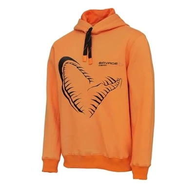 Abbildung von Savage Gear Mega Jaw Kapuzenpulli Sonnenorange Größe XL Angelpullover