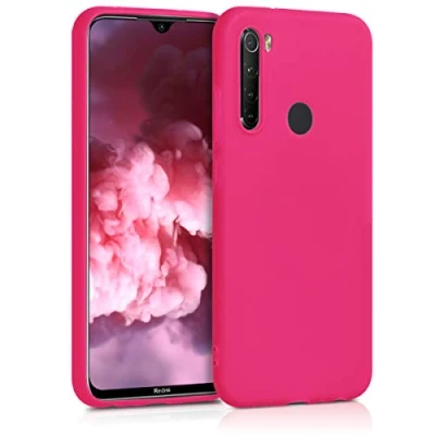Abbildung von kwmobile Hülle kompatibel mit Xiaomi Redmi Note 8 (2019/2021) weiches TPU Silikon Case Cover geeignet für kabelloses Laden Neon Pink