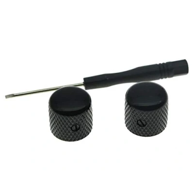 Abbildung von KAISH Set mit 2 hochwertigen schwarzen Metallknöpfen für Telecaster Gitarre, Kuppelknöpfe Bass, Stellschraube