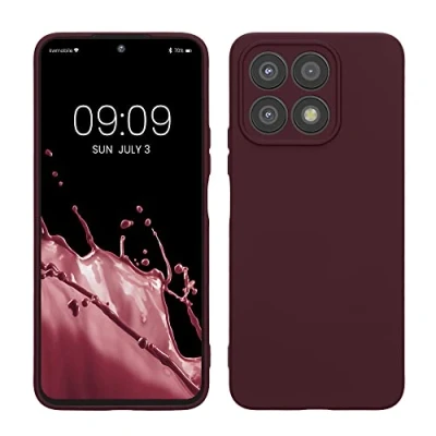 Abbildung von kwmobile Slim Case kompatibel mit Honor X8a Hülle Handyhülle aus Silikon in Bordeaux Violett
