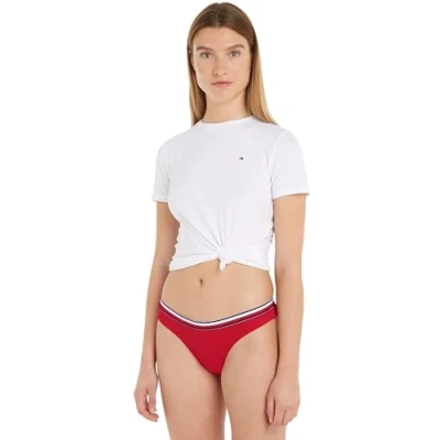 Abbildung von Tommy Hilfiger Global Stripe Scheeky HIGH LEG Bikinihose, Damen, Größe: XS, Primary red