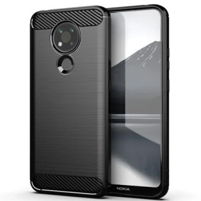 Abbildung von betterfon Nokia 3.4 Hülle Carbon Look Outdoor Stoßfeste Handy Tasche Hybrid Case Schutzhülle TPU Silikon Cover Bumper für Schwarz