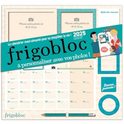 Abbildung von Frigobloc Mensuel 2025 Photos à personnaliser (de sept. 2024 déc. 2025): Avec 1 crayon